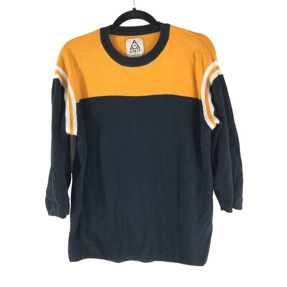 UNIF Tops - UNIF Womens Randall Sweater Tee Colorblock Black Yellow S